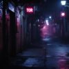 A photograph of a dimly lit