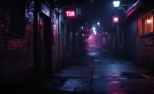 A photograph of a dimly lit