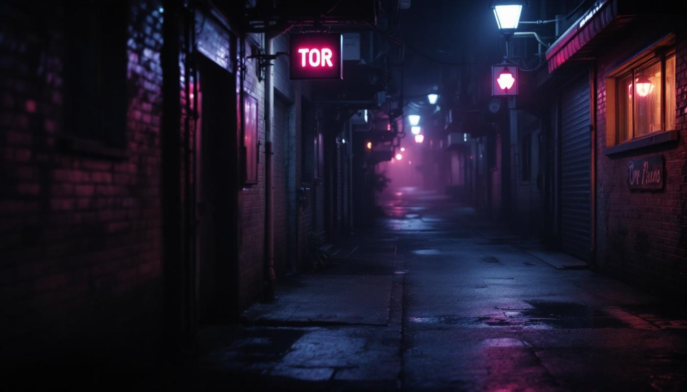 A photograph of a dimly lit